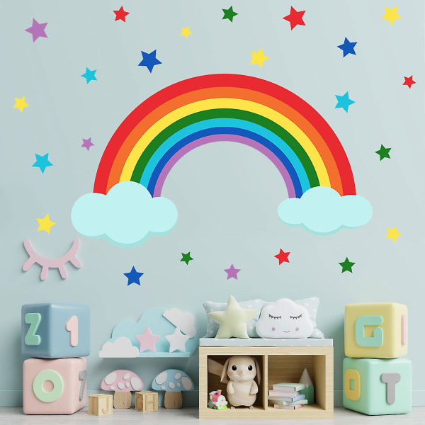 1 sæt Rainbow Vægskilt Stjerne Rainbow Clouds Vægklistermærke Baby Vuggestue Piger Soveværelse Stue Vægdekoration