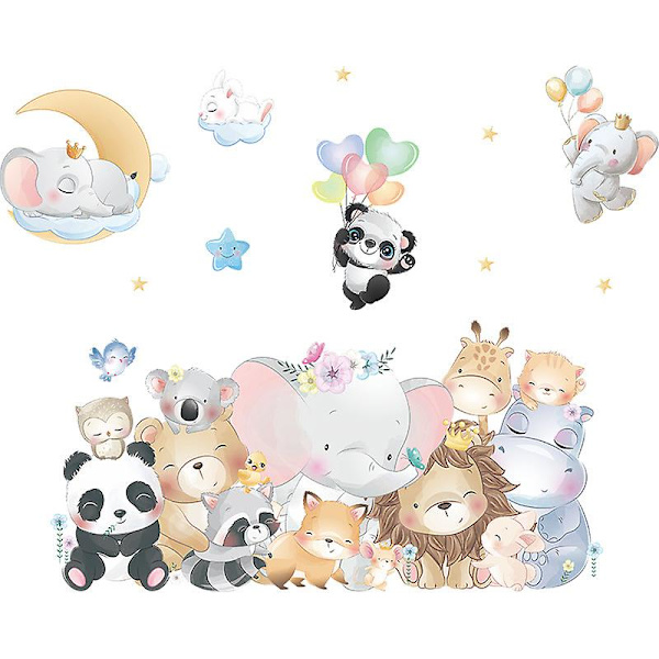 1 set djur väggdekal elefant panda björn DIY avtagbar heminredning babyrum barnrum väggdekor