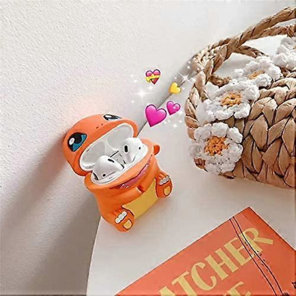 Silikon Cartoon Airpods Laddningsfodral med Nyckelring, 3D Animationskaraktärsdesign Söta AirPods Skyddande Fodral Tillbehör Kompatibel med AirPod