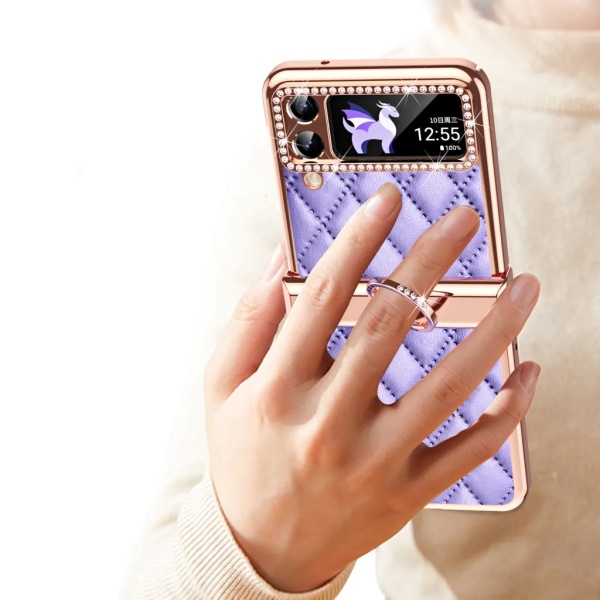 Case till Samsung Galaxy Z Flip 4 - med ringställ Lila