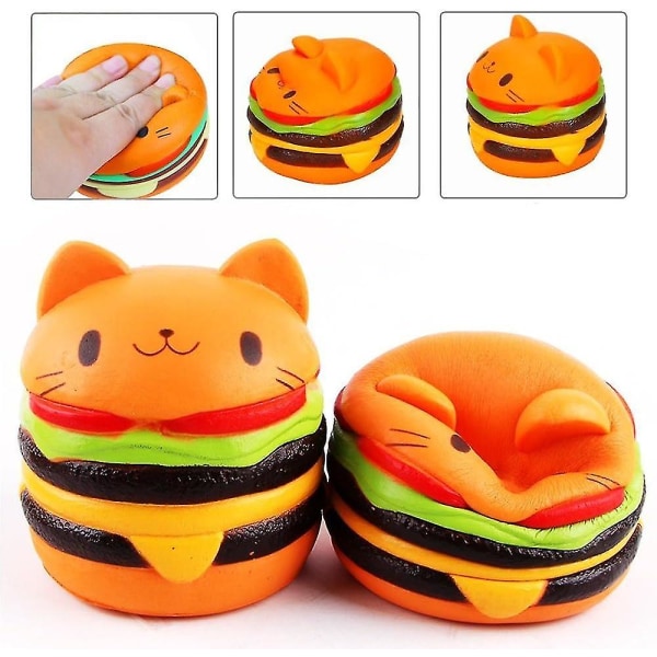 (Katteburger) Langsomt stigende squishy legetøj, Jumbo Squishies Pack Prime Langsomt stigende duftende Squishies Squeeze bløde legetøj Stressaflastningsgaver til børn og A