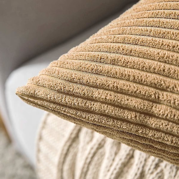 2-pack Corduroy Mjuk Enfärgad Dekorativ Fyrkantig Prydnadskudde Överdrag Set Kuddfodral Örngott För Soffa Sovrum Bil 66 x 66 cm Khaki