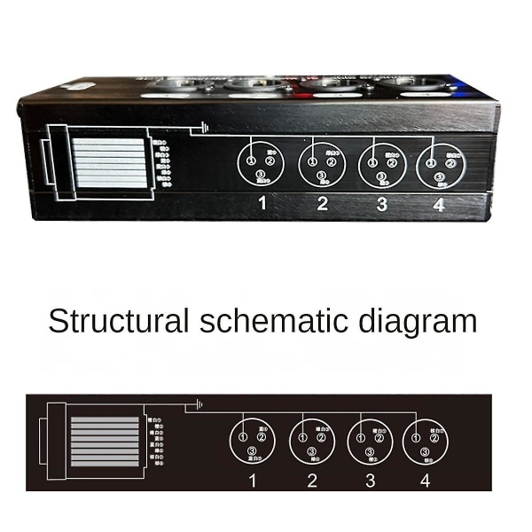 1 stk 4-kanals 3-pins XLR-lyd og DMX over nettverkskabelforlenger, DMX512 nettverkssignalforlenger, (svart)