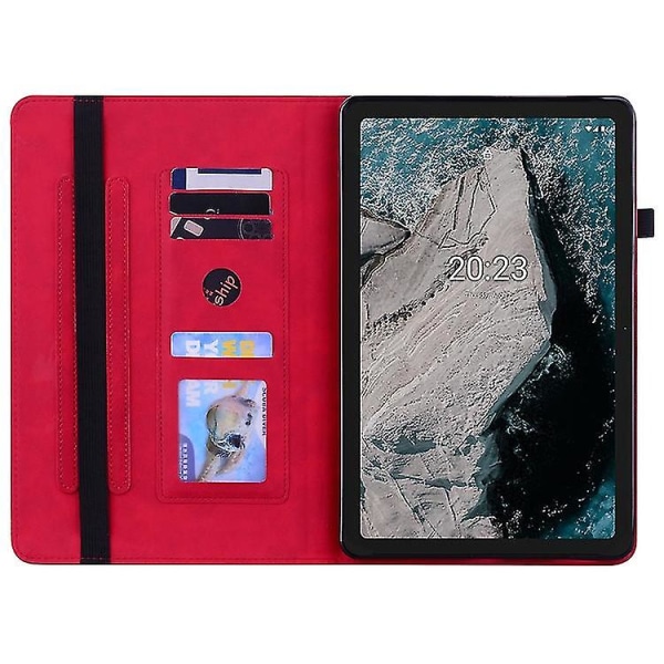 Til Nokia T20 10.4 2021 Skin Feel Solid Color Lynlås Læder Tablet Cover (rød)