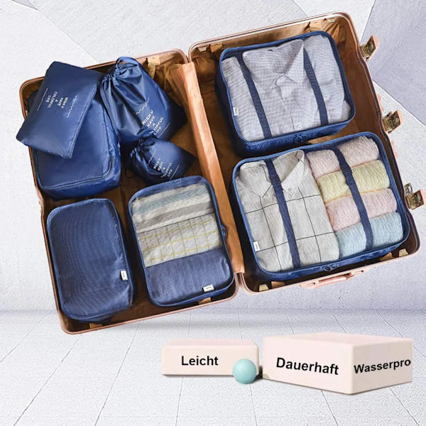 Organizer set, packkuber klädpåsar skopåsar researrangör packkuber kosmetika researrangör packpåsar (8 delar)