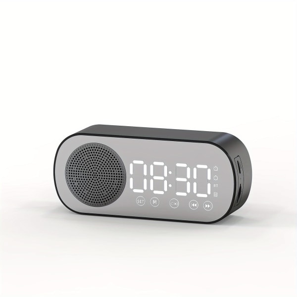 Smart Bluetooth högtalare Bluetooth ljudgåvaväckarklocka Spegelklocka Ljud liten högtalare（svart）