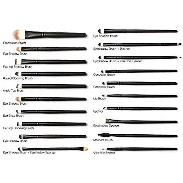 20 st Pro Makeup Set Puder Foundation Ögonskugga Eyeliner Läpp Kosmetiska Borstar