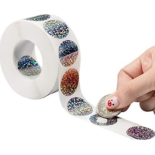 Tarra Pyöreä Hopea Hologrammi Holografinen Tarra Glitter Tarrat DIY Tee Oma Arpa Holografinen Lippupelit, 1 x 1 Tuuma Ympyrä(500 Kpl)