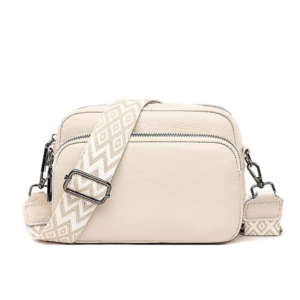 Handväska Äkta Läder Lyx Handväskor Damväskor Designer Läder Tote Väska för Kvinnor Vintage Liten Kvinnlig Axelväska Crossbody Väskor（Beige）