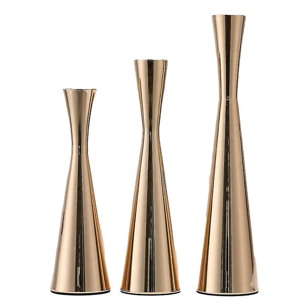 3 Set Metalliska Koniska Ljusstakar