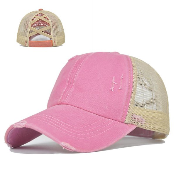 Stretch Cross Ponytail Hat Ripped Ponytail Hat Washed Cross Ponytail Mesh Hat Dame Fletning Hat