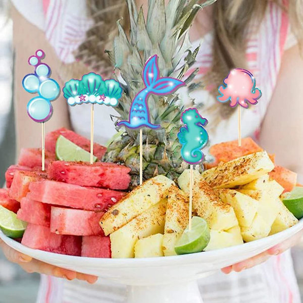 Sjöjungfru Födelsedagsfest Dekorationer Set, Sjöjungfru Festtillbehör, Grattis På Födelsedagen Banderoller Sjöjungfru Ballonger Sjöjungfru Tårta Cupcake Topper För Flickans Sjöjungfru