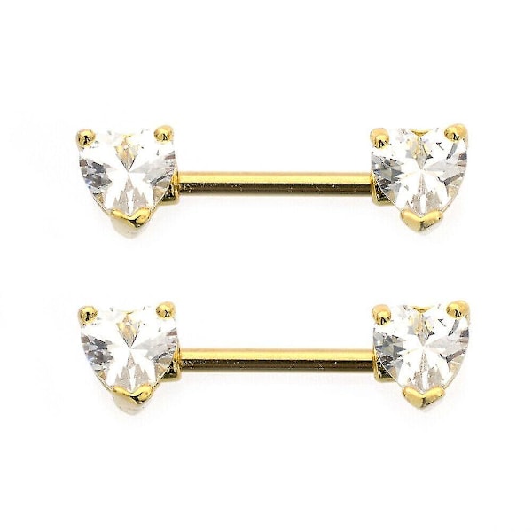 Nippelpiercing med hjärtformad kubisk zirkonia guld ip 14g