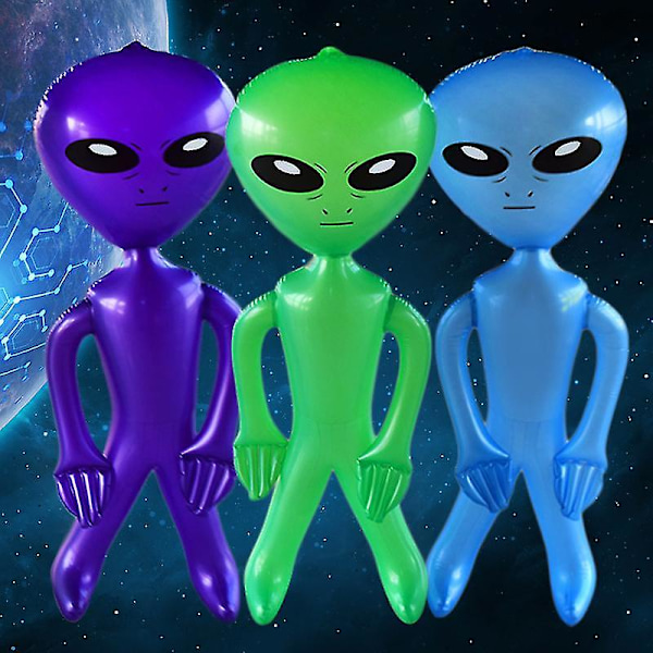 90cm Uppblåsbar Alien Set - 3 st Alien Uppblåsbar Leksaker - Halloween Födelsedagstema Party Dekoration