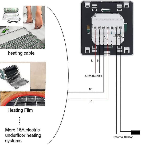 3a Programmerbar Romtermostat for Elektrisk Gulvvarme (uten Sensor)