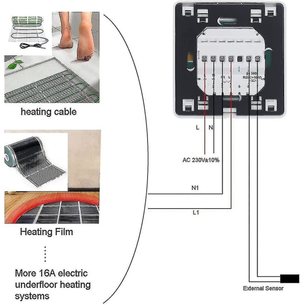 3a Programmerbar Rumstermostat för Elektrisk Golvvärme (utan Sensor)