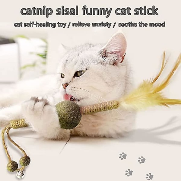 2-pack kattdjur tuggpinnar, inomhus interaktiv katt tuggleksak katt tand rengöring lindra tristess leksak fjäder rolig kattpinne