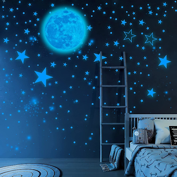 20cm Väggdekaler Väggdekaler Barn Måne Och Stjärnor Glow In The Dark Väggdekal Sovrum Lysande Dekal Baby Pojke Flicka Barn Vuxna Sovrum Tak