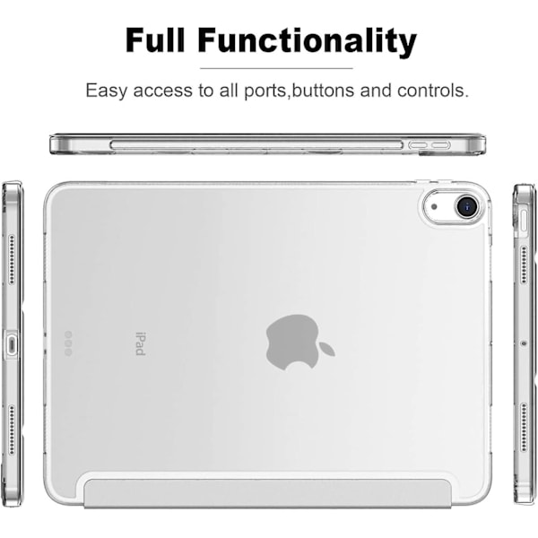 iPad Air 4 Fodral 2020 - iPad Air 4:e generation Fodral 10,9 tum Lätt Smalt Omslag Med Genomskinlig Frostad Hård Bakstycke [stöder Touch ID] (grå)