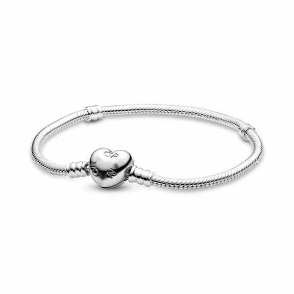 Dames Standard S925 Sølv Perle Spenne Charm Armbånd klassisk serie hjerte full diamant (16cm，B)