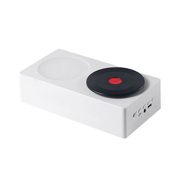 Trästruktur 5.0 Bluetooth-högtalare Atomic Vinyl Retro Skivspelare Roterande Tidskort Insättbar AUX Den dubbla designen är en högtalare och en nattl