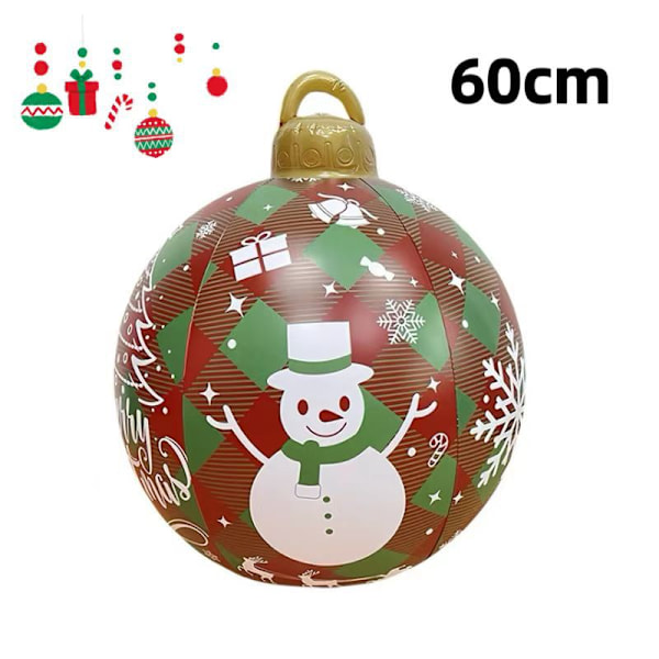 60cm Jätte Stor Julkula Uppblåsbar Utomhus Dekoration PVC Uppblåsbara Julpynt God Jul Stora Semester Dekorativa Klot (D)