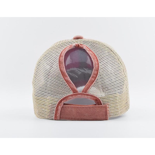 Ponytail Vasket Mesh Hat Gør Gammel Hat Kvinder Flet Hat Let Version Flerfarvet Flet Hul Baseball Cap