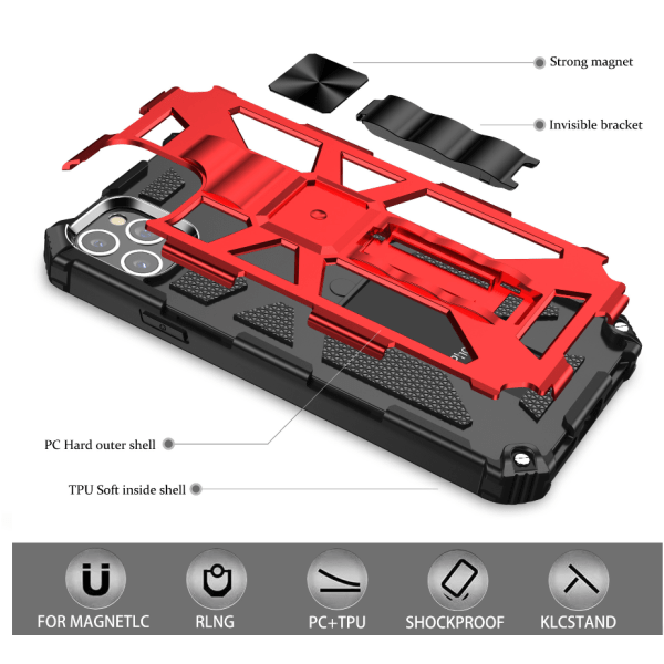 För iPhone- case telefonhållare - magnetisk sug röd iPhone13ProMax