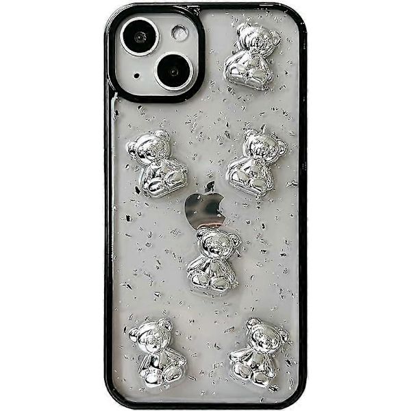 iPhone 13 Pro Skal Söt Björnunge 3D Glimmande Y2K Glitter Lyxig Flickig Estetisk Personlig Design för Kvinnor Flickor Transparent Epoxiplast TPU Skal