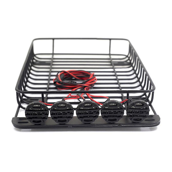 Metalltakräcke med dekorativa ljusdelar för 1/10 Scx10 Trx4 D90 Tf2 Cc01 Rc Crawler Biluppgraderingstillbehör