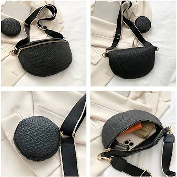 Crossbody-väska för damer, bred axelrem