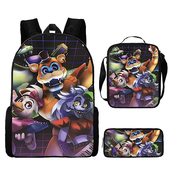Five Nights Rygsæk, Skole Taske, Børns Skole Taske, Rygsæk, Mænds Rygsæk, Laptop Rygsæk, Tredelt Rygsæk（tredelt rygsæk，18）