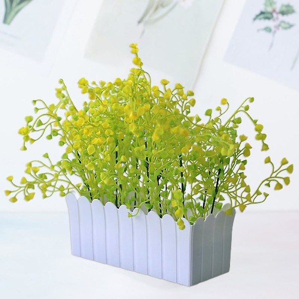 Konstgjord växt bonsai realistisk enkel att sköta charmig fräsch hållbar konstgjord blomma bonsai för vardagsrum (vit grön)