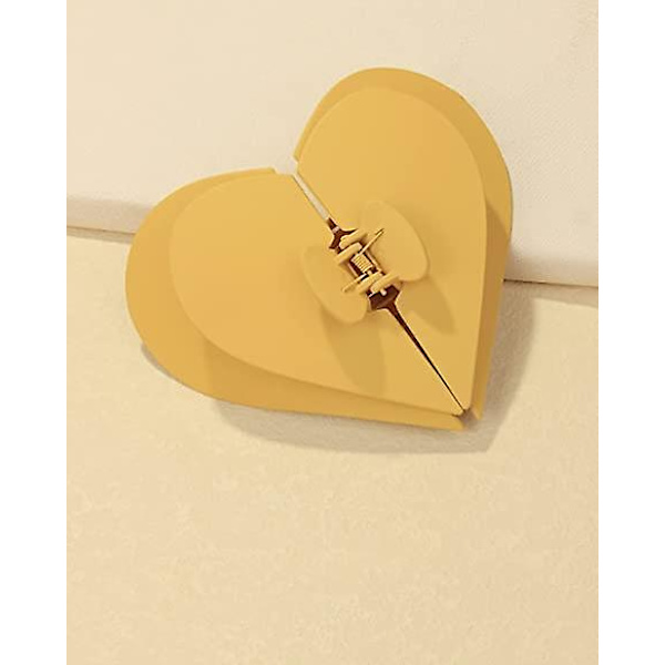 Matte hårklemmer til kvinder og piger - Hjerteformede hårklemmer med stærkt hold (gul)