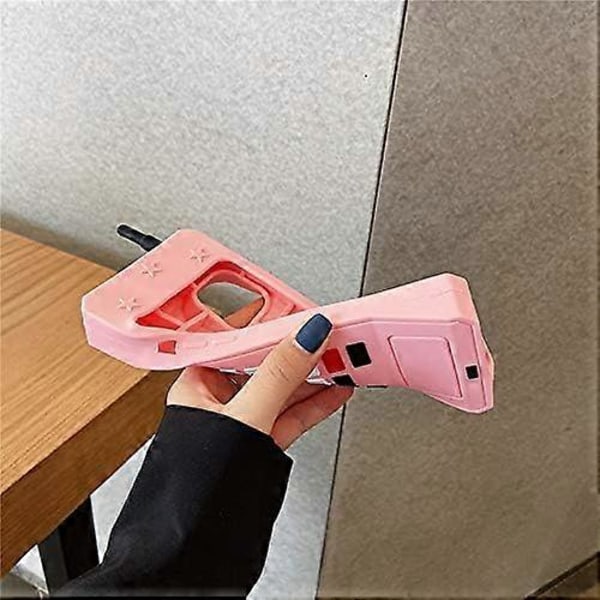 (Se titeln för telefonfodralmodellen) Iphone 12mini retro telefonfodral, 3D söt tecknad Kawaii (rosa)