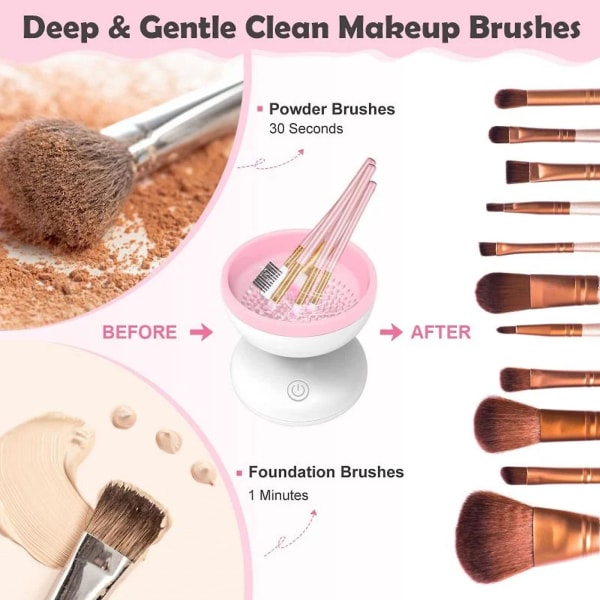 Elektrisk Makeup Brush Cleaner Machine Professionel Makeup Brush Cleaner Tool (Rød)