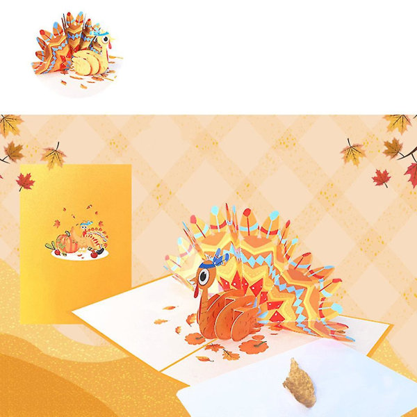 3d Thanksgiving Day Tyrkia gratulasjonskort Postkort Invitasjoner med konvolutt nyttårskort