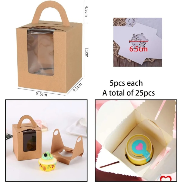 25 st Cupcake Box - presentförpackning för bakverk