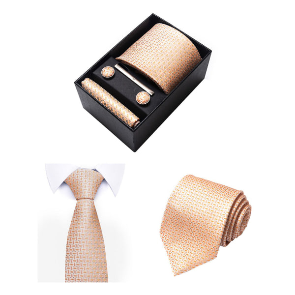 8 cm slips og jakkeslagsnål Paisley-slips Lommetørkle mansjettknapper sett (32)
