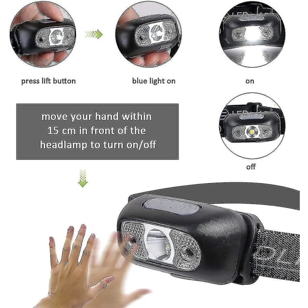 Led Head Torch, USB Pannlampa Uppladdningsbar Led Head Torch