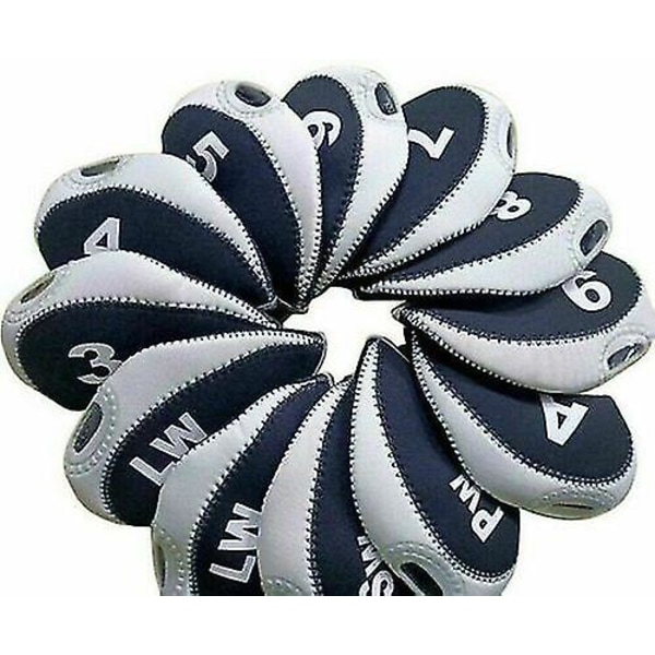 12kpl/ set Golfmailan Iron Head Cover Protector Neoprene Golf Suojapäällinen (valkoinen)