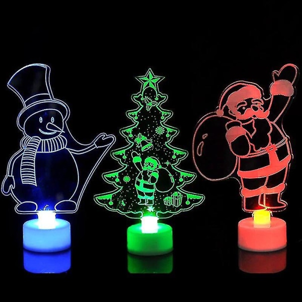 Färgglada LED dekorativa lampor Nyårsprodukter Julgransdekorationer Festtillbehör Akryl Julnattslampor Present（Inget batteri）