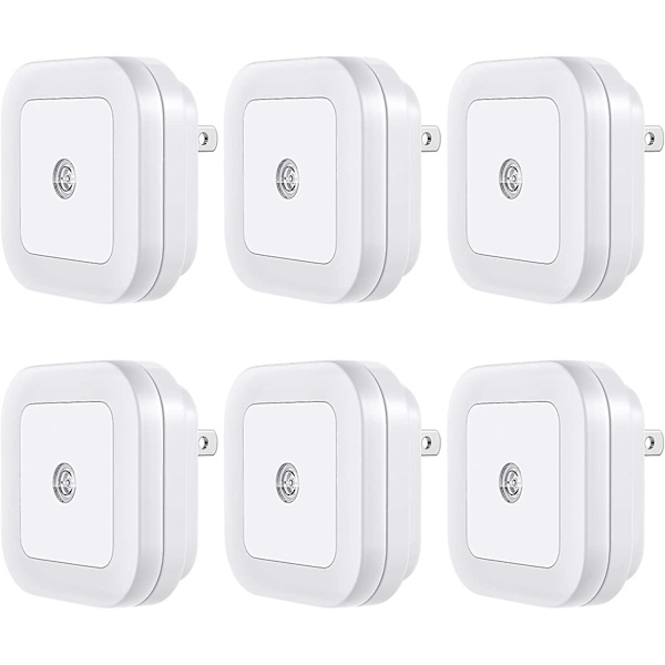 WABJTAMLED Nattlampa, Plug-in [6 Pack] Super Smart Dusk to Dawn Sensor, Nattlampor Lämpliga för Sovrum, Badrum, Toalett, Trappor, Kök, Hallwa