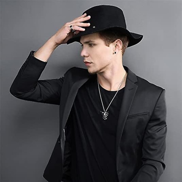 Ghyt Herr Gothic Smycken Rostfritt Stål Silver Svart Ond Demon Horn Skalle Hänge Halsband
