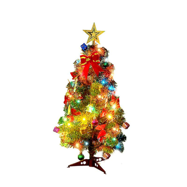 Mini juletræ Lille mini juletræ med led lys Julebordplade kunstig dekoration gaver（30CM）