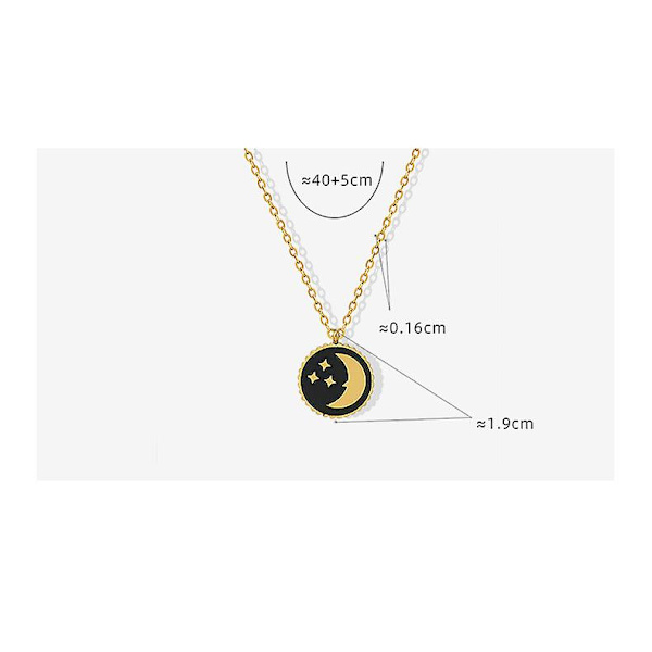 Guldkedja Choker Halsband, 18K Guldpläterad Fin Form Kedja Lång Halsband Delikat Mode Choker 18K Guld Måne Stjärna Hänge Halsband Medaljong Chok