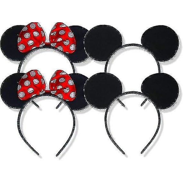 Sæt med 4 Mickey Mouse-ører Hovedbøjle Minnie Mouse-ører Damer Piger Mickey Mouse-ører