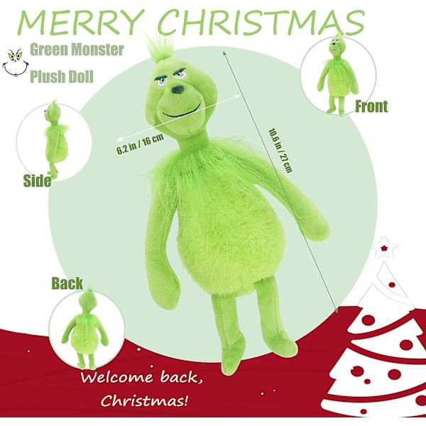 Tomte Plush Leksak Grön Monster Plush Dock För Pojkar Och Flickor, Juldekoration