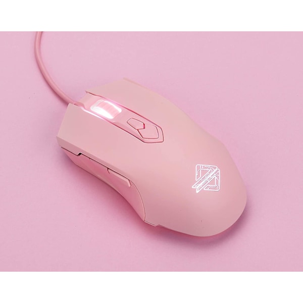 Aj52 Watcher RGB Spelmus, Programmerbara 7 Knappar, Ergonomisk LED-Bakgrundsbelyst USB-Spelmus Dator Bärbar PC, För Windows Mac OS Linux, Rosa