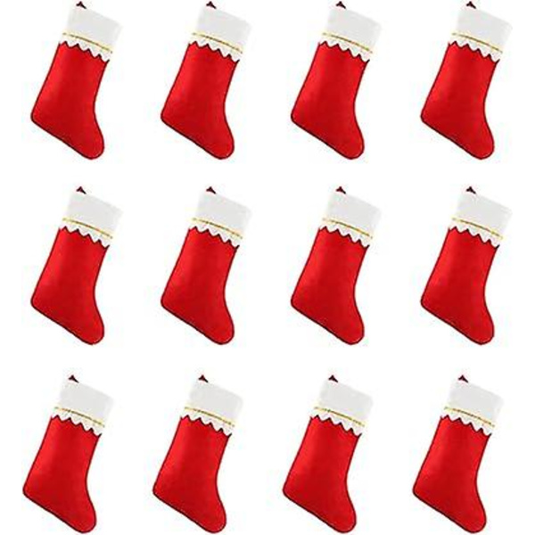 Julstrumpor i Bulk 15\" Röda Filt Julstrumpor Set Julröda Och Vita Julstrumpor Juldekorationer Fest Ornament (12-pack)